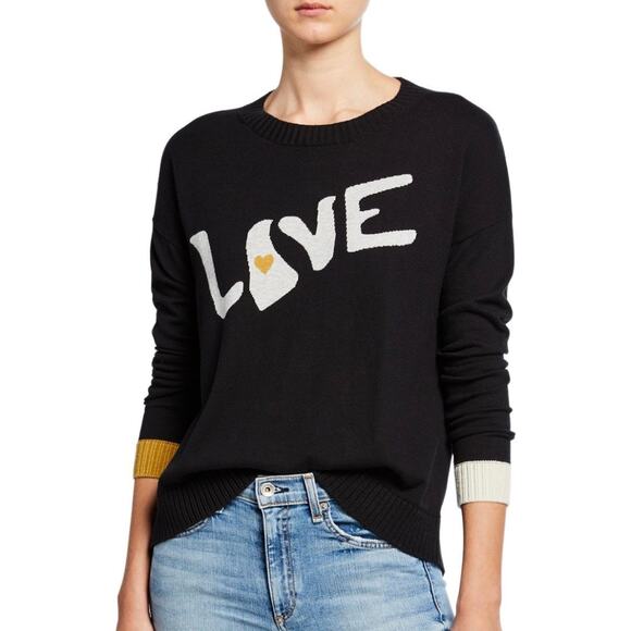 Lisa Scott LOVE pullover Crewneck Sweater Black XL cotton cashmere blend - Picture 1 of 9